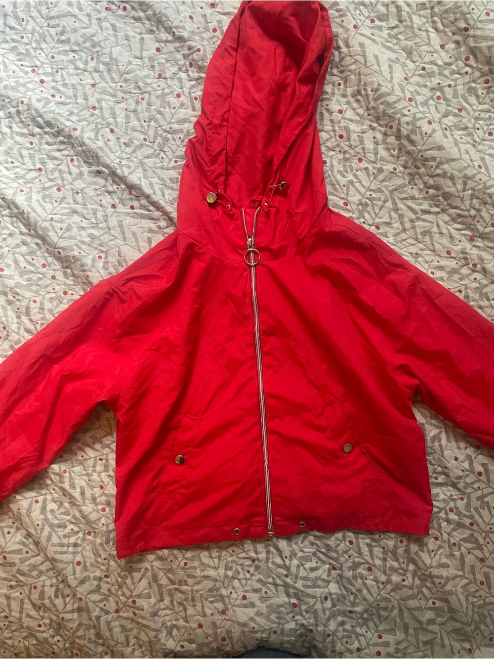 Urban Heritage Bright Red Hooded Raincoat